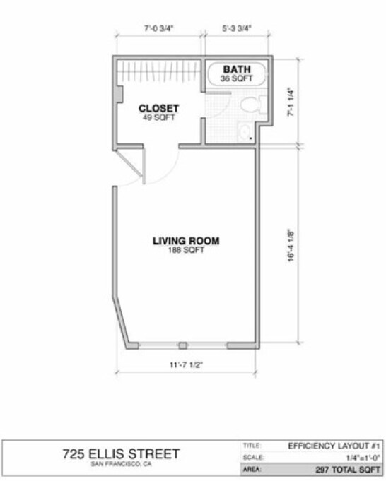 2 Bedroom 1 Bath 205 floor plan